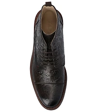 Taft Men's Rome Floral Embossed Leather Cap Toe Boots