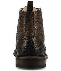 Taft Men's Rome Floral Embossed Leather Cap Toe Boots
