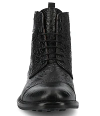 Taft Men's Rome Floral Embossed Leather Cap Toe Boots