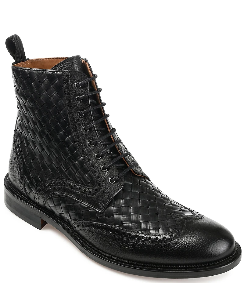 Taft Men's Saint Woven Leather Brogue Wingtip Boots