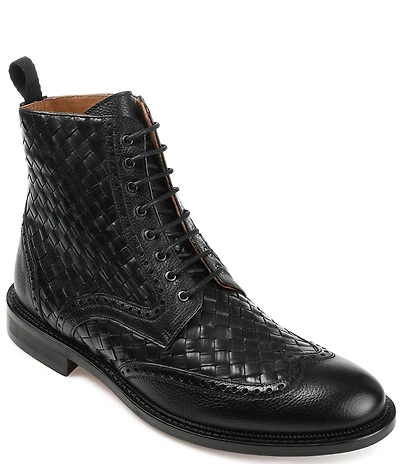 Taft Men's Saint Woven Leather Brogue Wingtip Boots