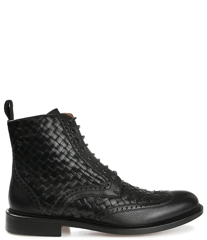 Taft Men's Saint Woven Leather Brogue Wingtip Boots