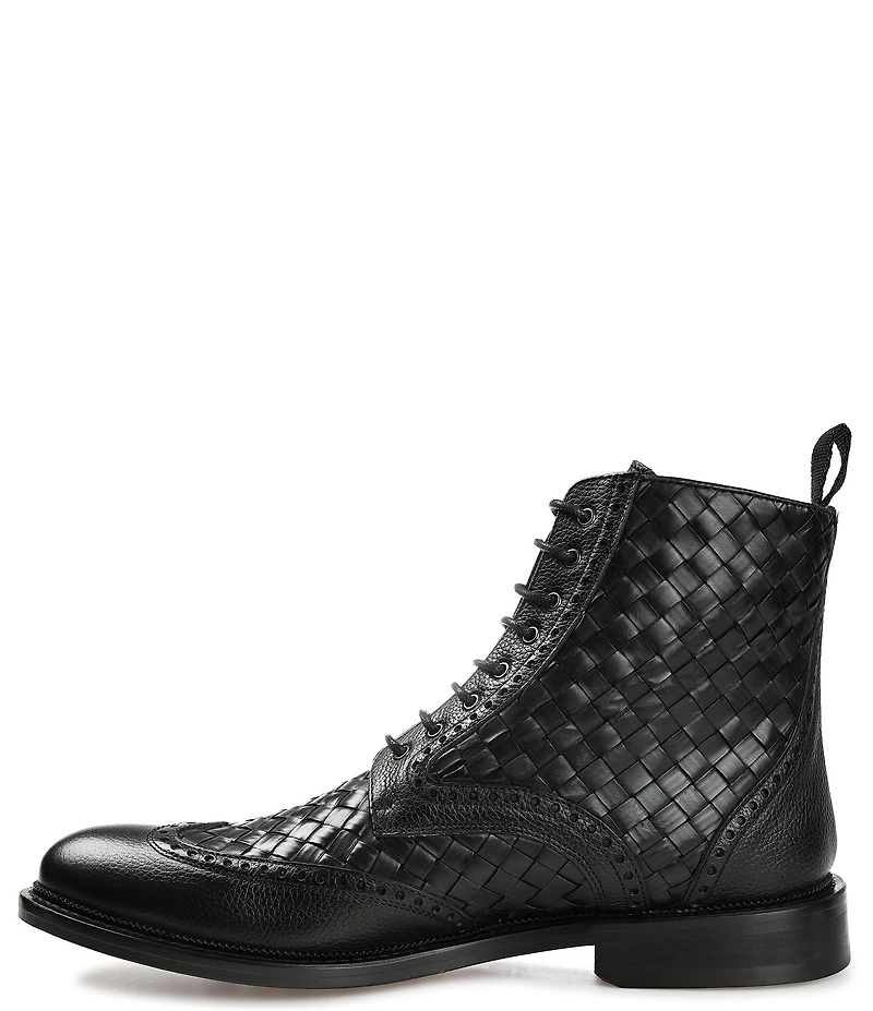 Taft Men's Saint Woven Leather Brogue Wingtip Boots