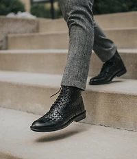 Taft Men's Saint Woven Leather Brogue Wingtip Boots
