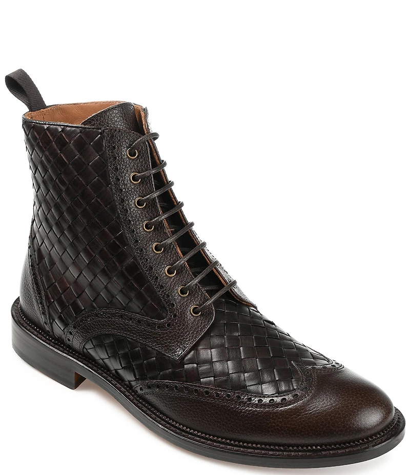 Taft Men's Saint Woven Leather Brogue Wingtip Boots