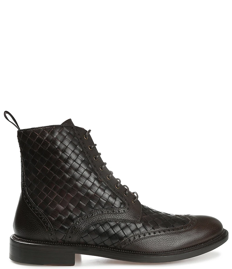 Taft Men's Saint Woven Leather Brogue Wingtip Boots