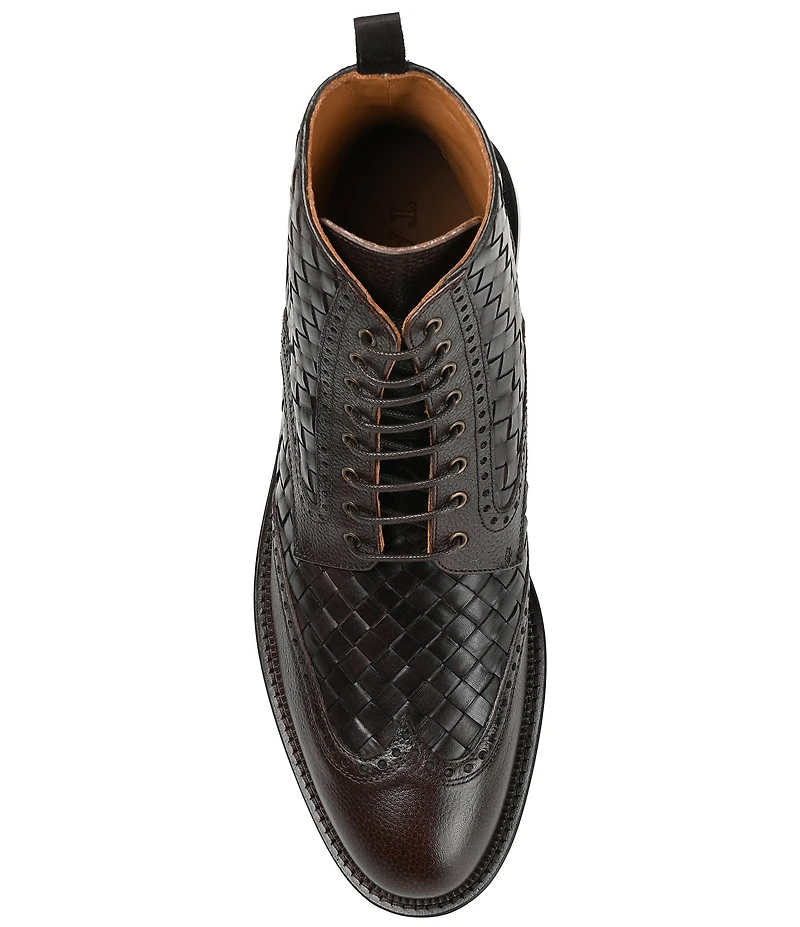 Taft Men's Saint Woven Leather Brogue Wingtip Boots