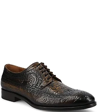 Taft Preston Floral Embossed Leather Detail Brogue Wingtip Oxfords