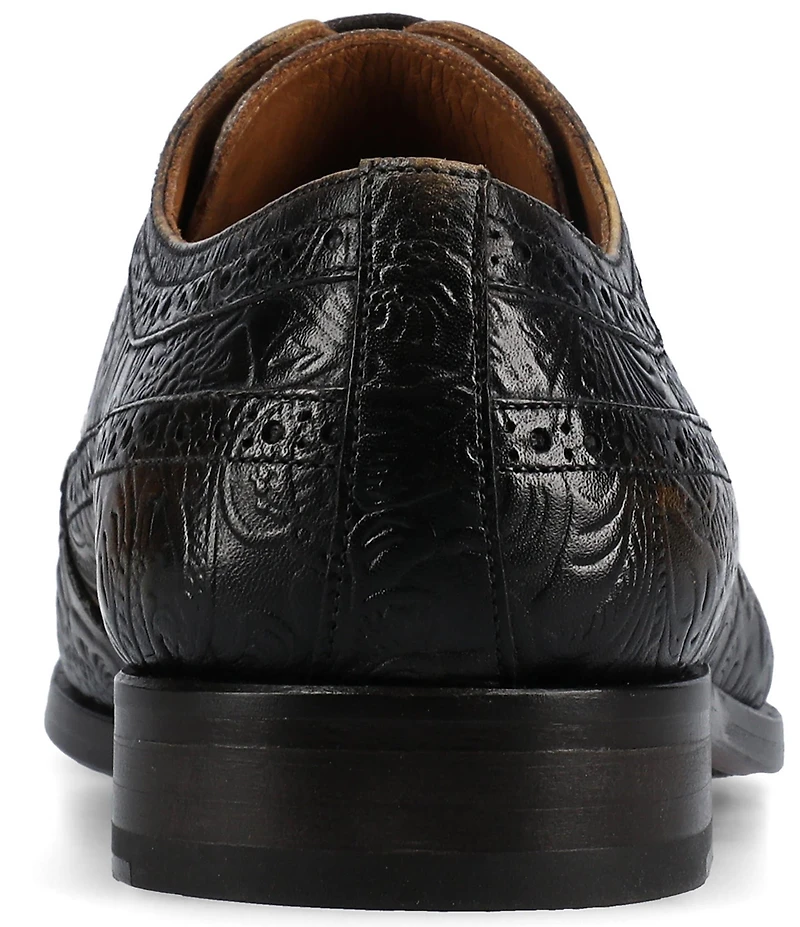 Taft Preston Floral Embossed Leather Detail Brogue Wingtip Oxfords