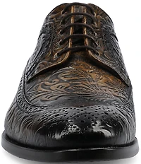 Taft Preston Floral Embossed Leather Detail Brogue Wingtip Oxfords
