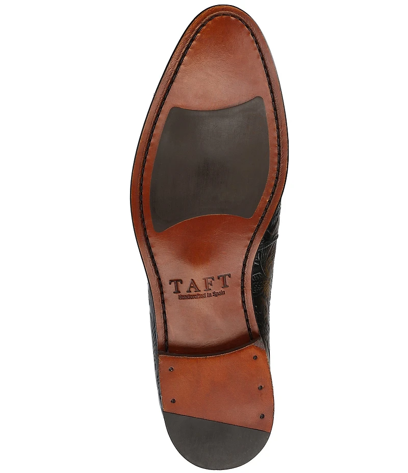 Taft Preston Floral Embossed Leather Detail Brogue Wingtip Oxfords