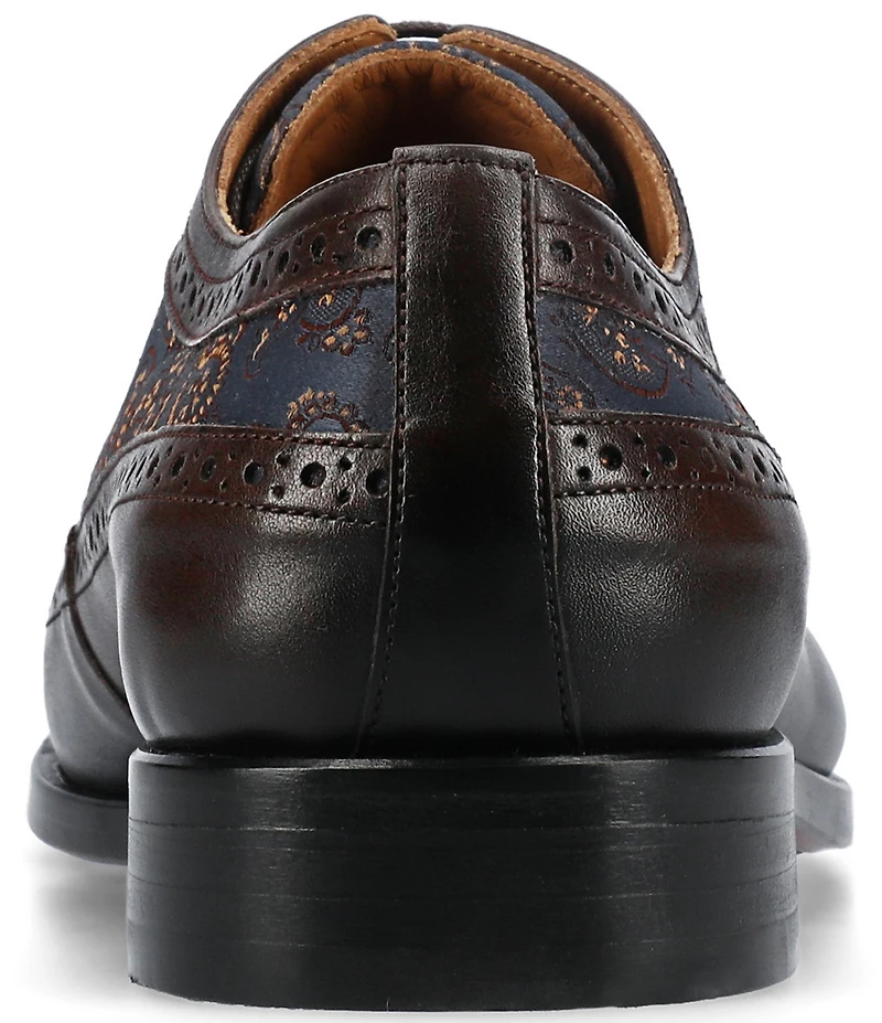 Taft Preston Calfskin Leather Paisley Jacquard Brogue Wingtip Oxfords