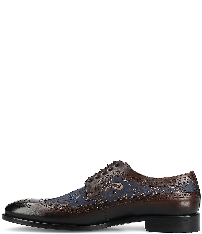 Taft Preston Calfskin Leather Paisley Jacquard Brogue Wingtip Oxfords