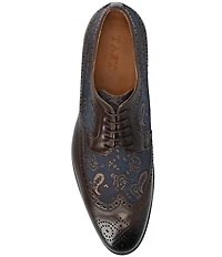 Taft Preston Calfskin Leather Paisley Jacquard Brogue Wingtip Oxfords