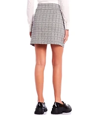 Takara Mid Rise Plaid Slit-Front Pencil Skirt