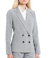 Takara Notch Collar Long Sleeve Plaid Blazer Jacket