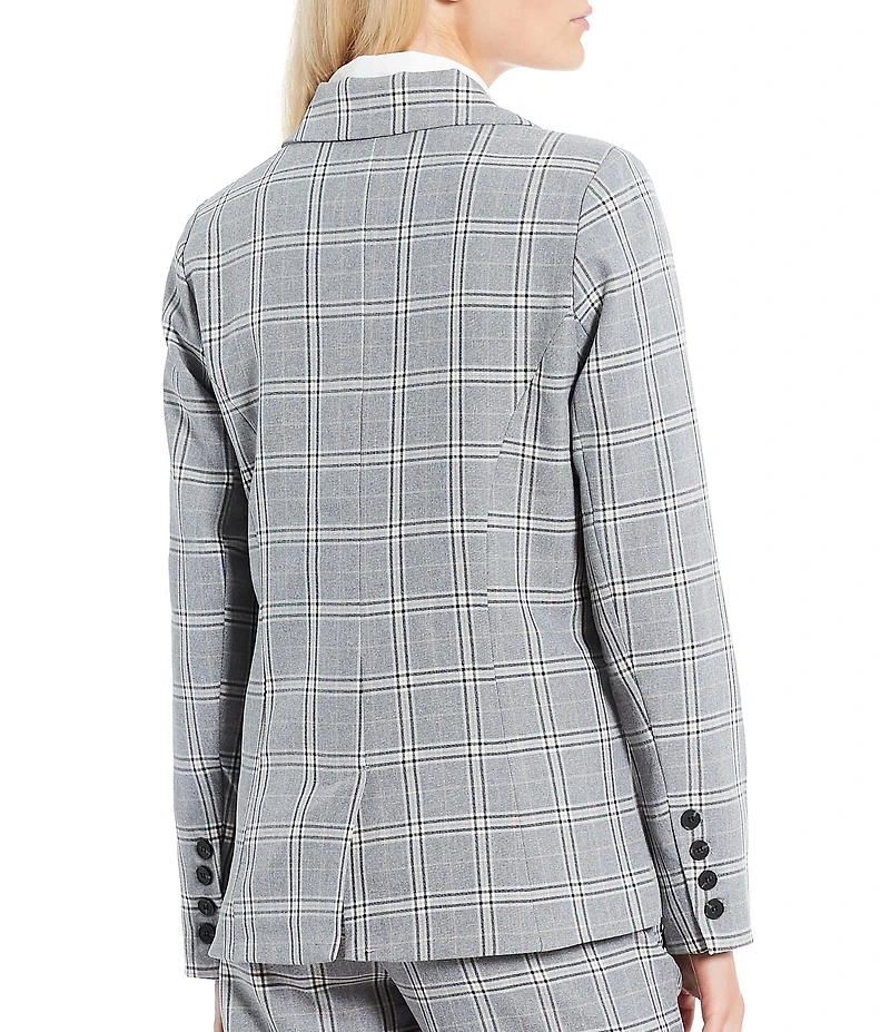 Takara Notch Collar Long Sleeve Plaid Blazer Jacket