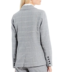 Takara Notch Collar Long Sleeve Plaid Blazer Jacket