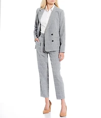 Takara Notch Collar Long Sleeve Plaid Blazer Jacket