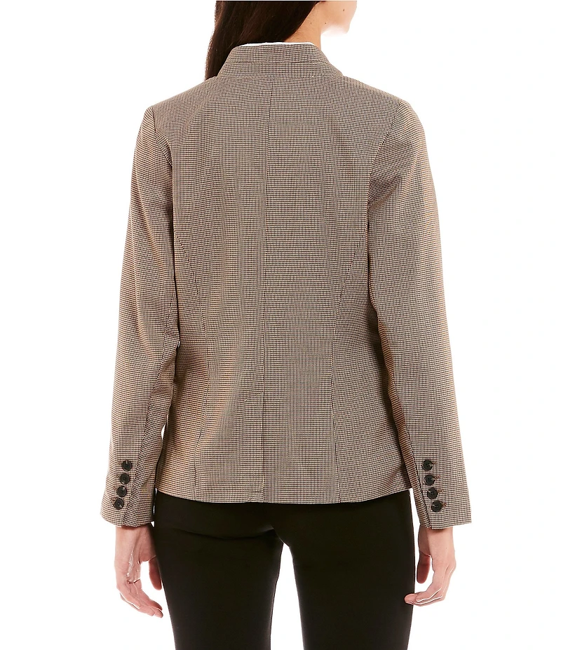 Takara Plaid Print Notched Collar Button Front Blazer Jacket