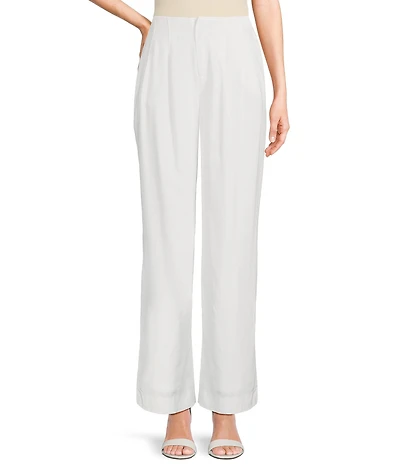 Takara Pleat-Front Wide-Leg Linen-Blend Coordinating Pants