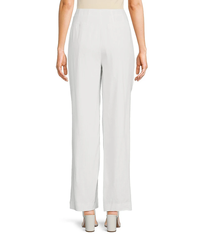 Takara Pleat-Front Wide-Leg Linen-Blend Coordinating Pants