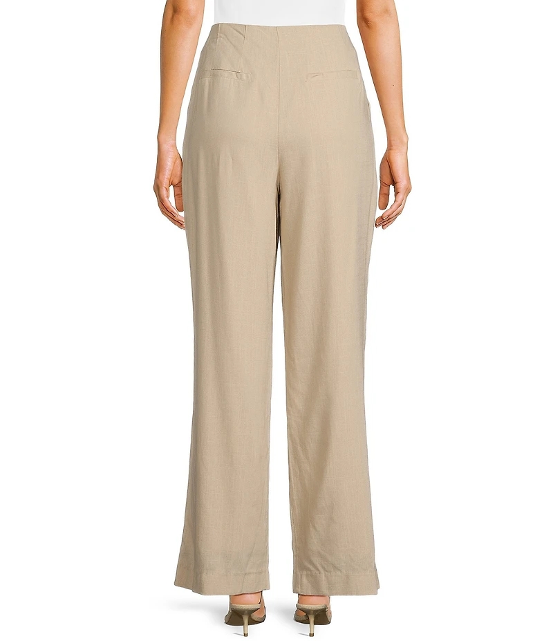 Takara Pleat-Front Wide-Leg Linen-Blend Coordinating Pants