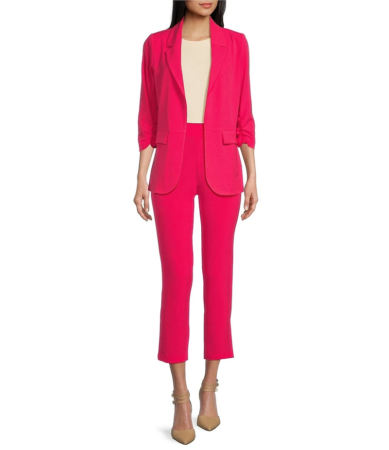 Takara Coordinating Ruched Sleeve Notched Collar Blazer