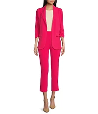 Takara Coordinating Ruched Sleeve Notched Collar Blazer