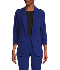 Takara Coordinating Ruched Sleeve Notched Collar Blazer