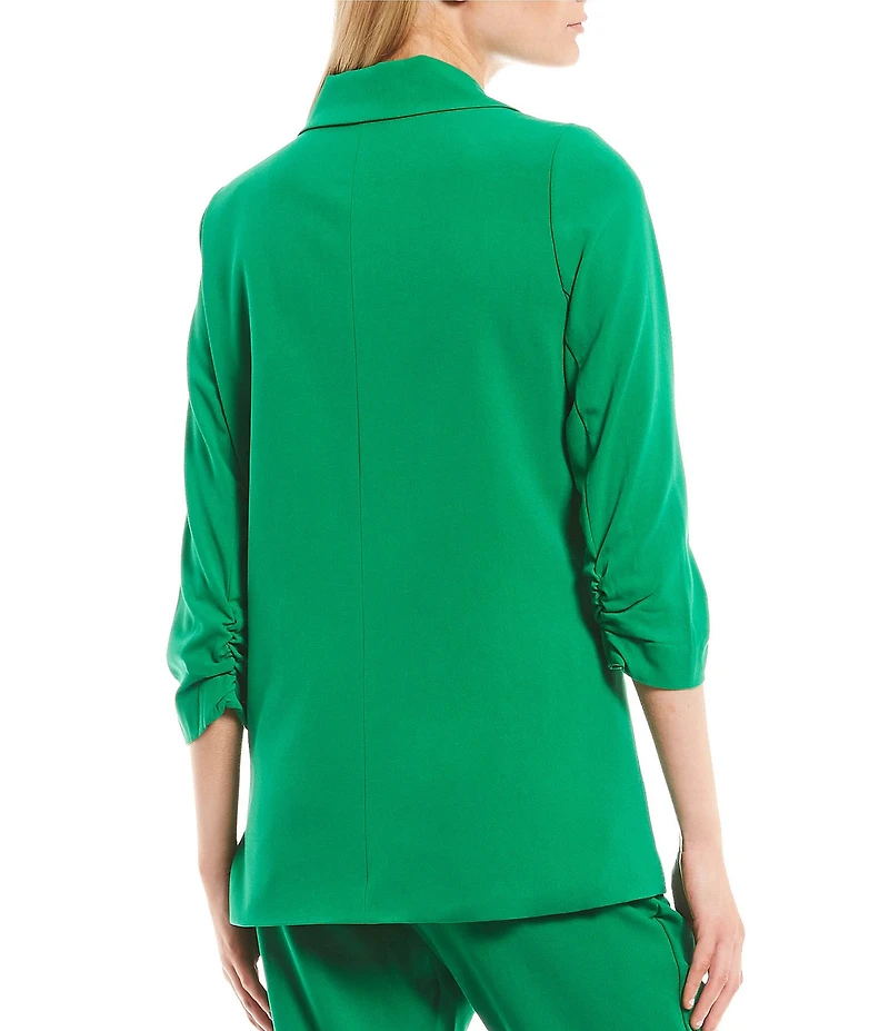 Takara Coordinating Ruched Sleeve Notched Collar Blazer