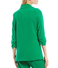 Takara Coordinating Ruched Sleeve Notched Collar Blazer