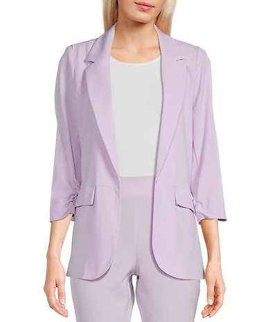 Takara Coordinating Ruched Sleeve Notched Collar Blazer