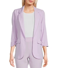 Takara Coordinating Ruched Sleeve Notched Collar Blazer