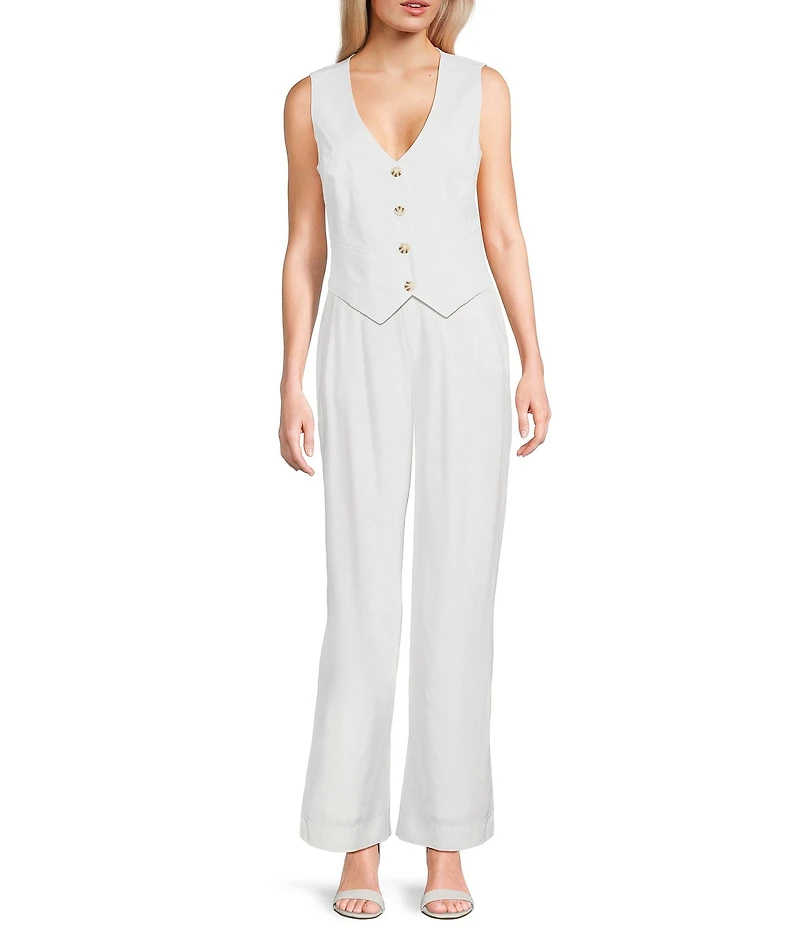 Takara Sleeveless Linen-Blend Coordinating Vest