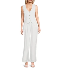 Takara Sleeveless Linen-Blend Coordinating Vest