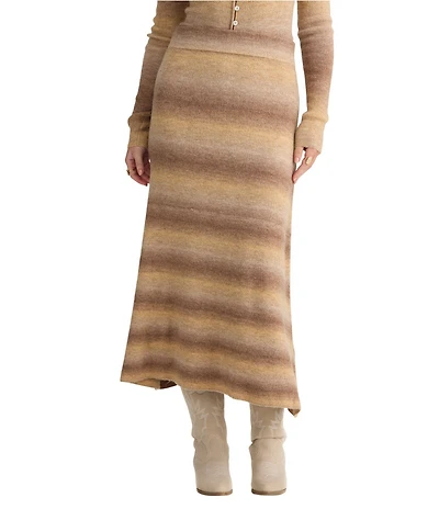 Talisman Essence Ombre Knit Wool Blend High Rise A-Line Coordinating Midi Skirt