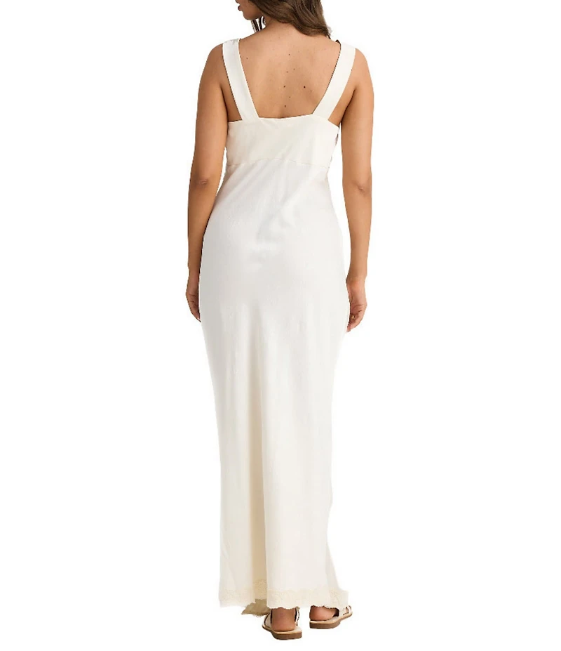 Talisman Luca Silk Jacquard V-Neck Sleeveless Lace Slip Maxi Dress