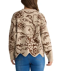 Talisman Maggie Floral Print Round Neck Long Sleeve Sweater