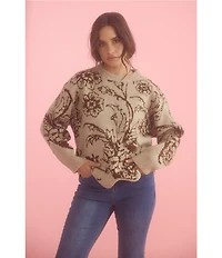 Talisman Maggie Floral Print Round Neck Long Sleeve Sweater