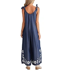 Talisman Temple Floral V-Neck Sleeveless Wide Leg Jumpsuit