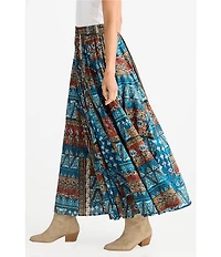 Talisman Twilight Cotton Voile Patchwork Print Maxi Skirt