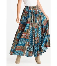 Talisman Twilight Cotton Voile Patchwork Print Maxi Skirt