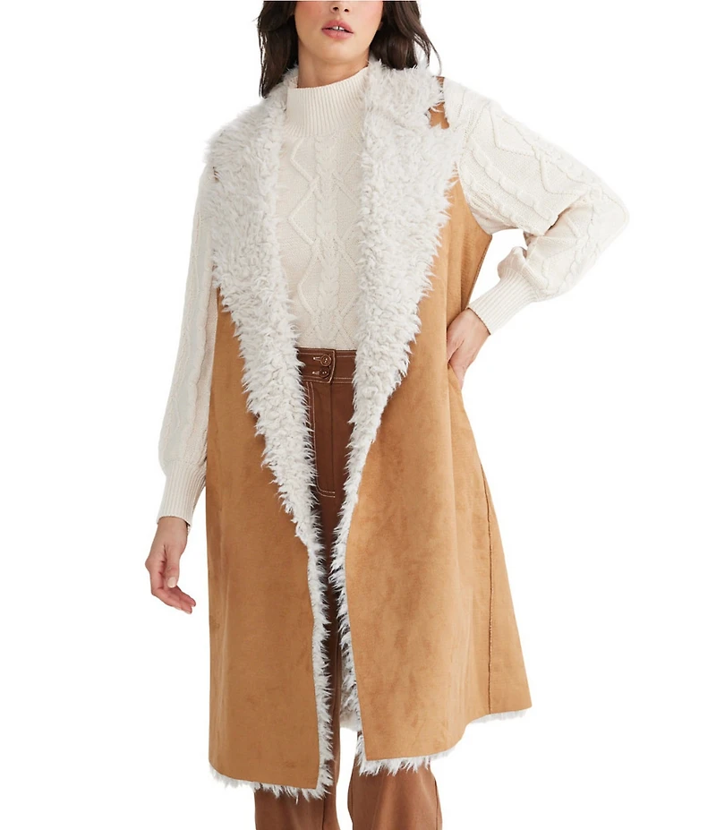 Talisman Wanderer Faux Suede Notch Collar Open Front Vest