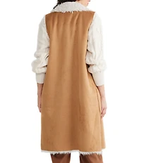 Talisman Wanderer Faux Suede Notch Collar Open Front Vest