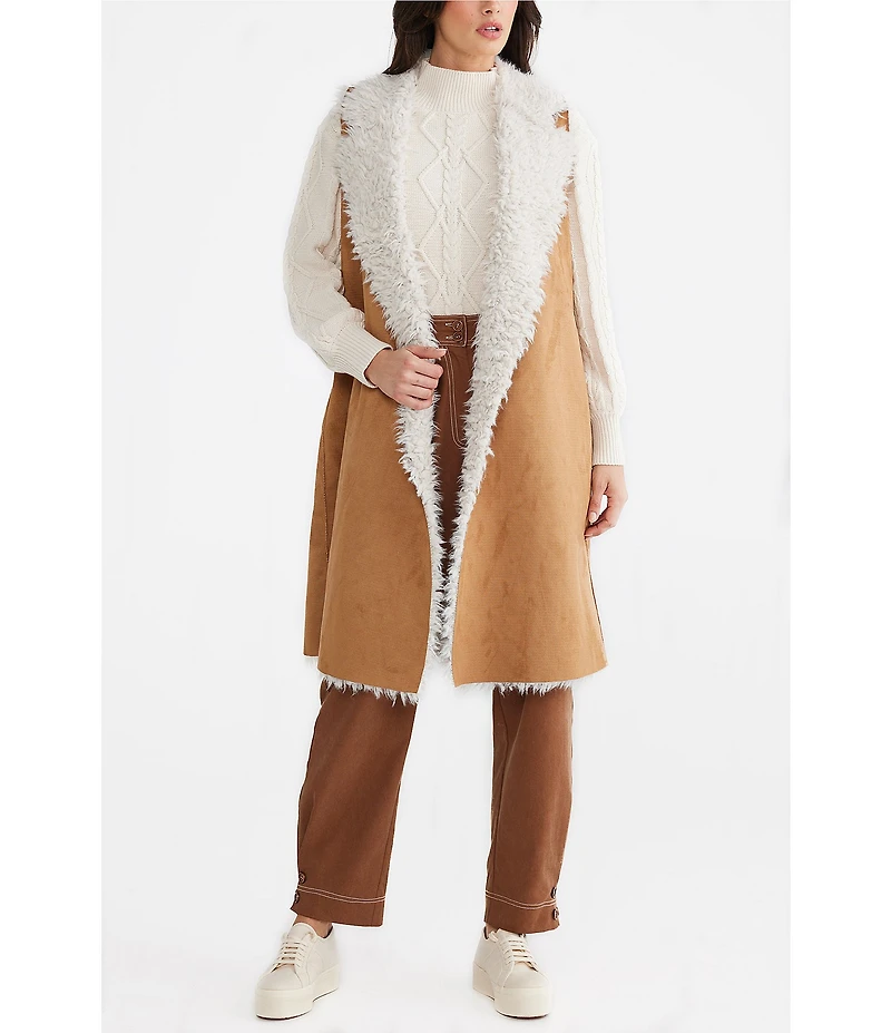 Talisman Wanderer Faux Suede Notch Collar Open Front Vest