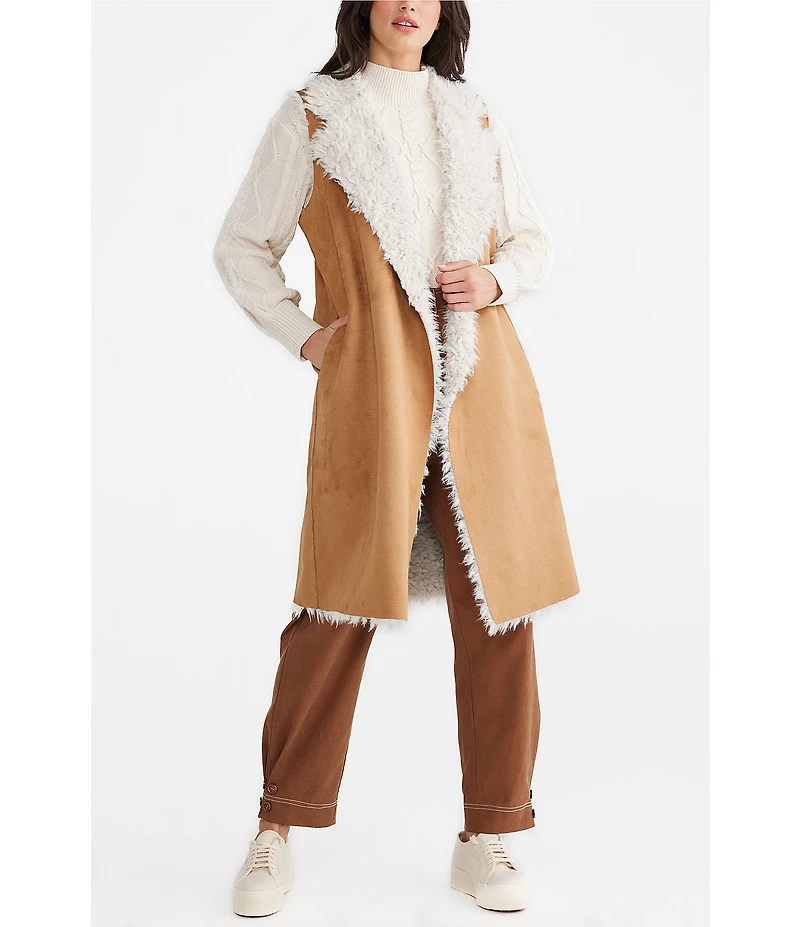 Talisman Wanderer Faux Suede Notch Collar Open Front Vest