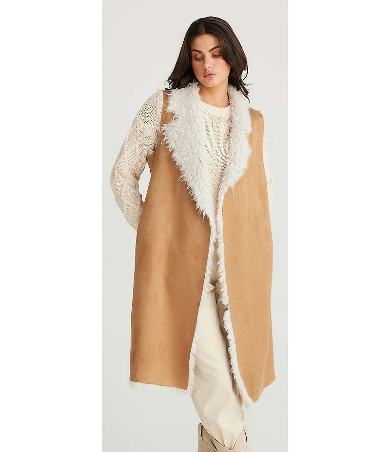 Talisman Wanderer Faux Suede Notch Collar Open Front Vest