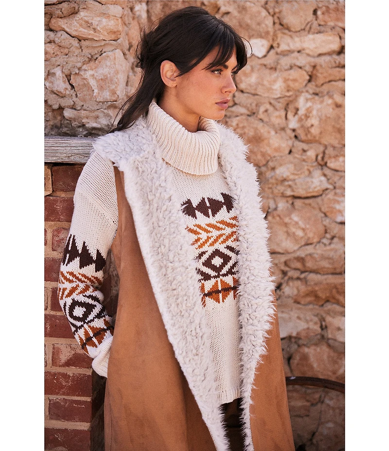 Talisman Wanderer Faux Suede Notch Collar Open Front Vest