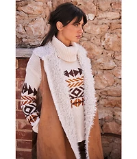 Talisman Wanderer Faux Suede Notch Collar Open Front Vest